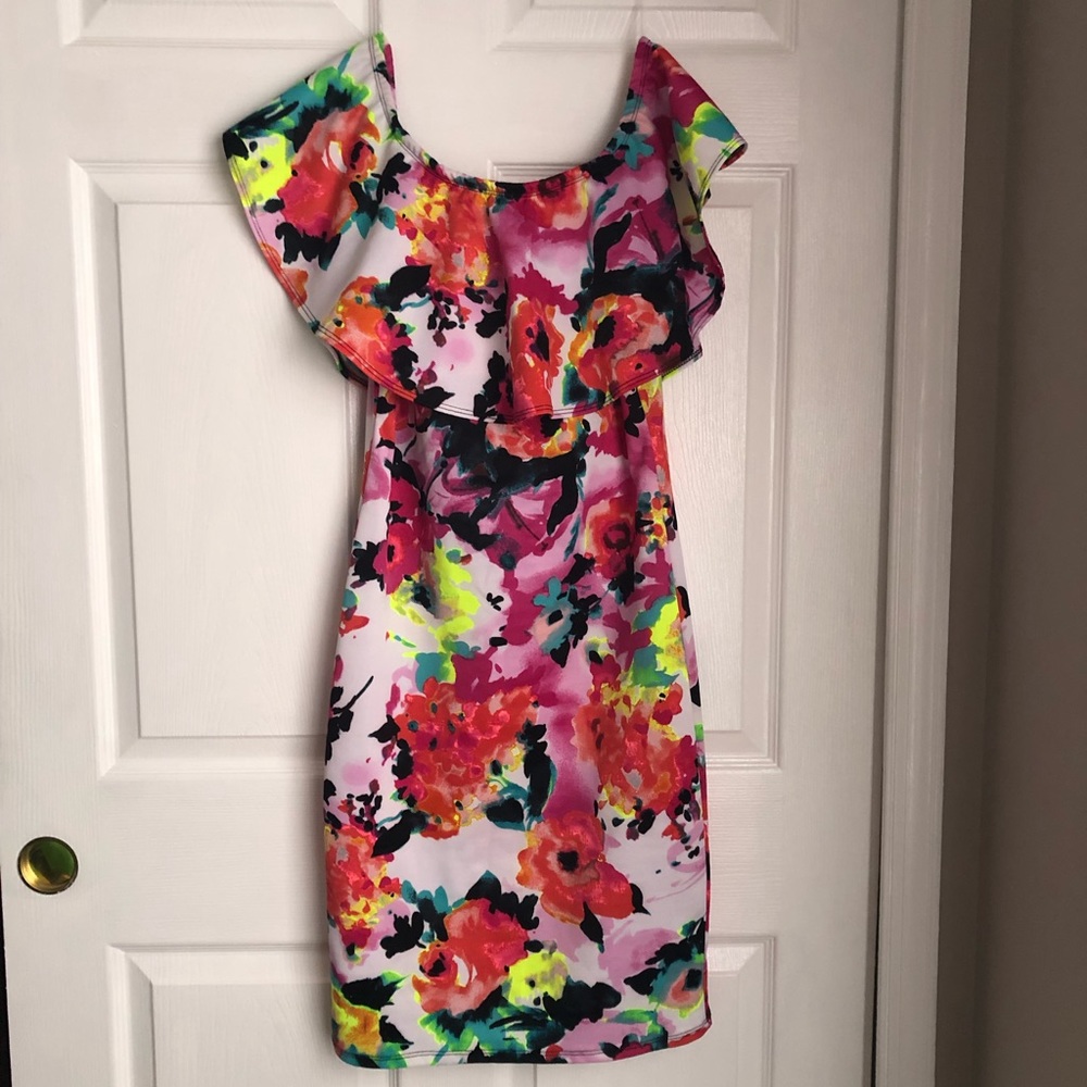 Colorful off the should dress